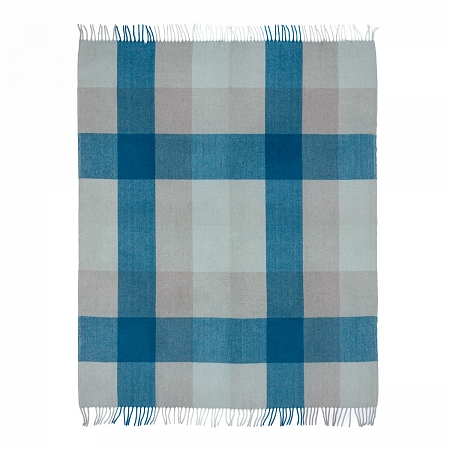 House of Juniper Block Check Herringbone Natural Teal